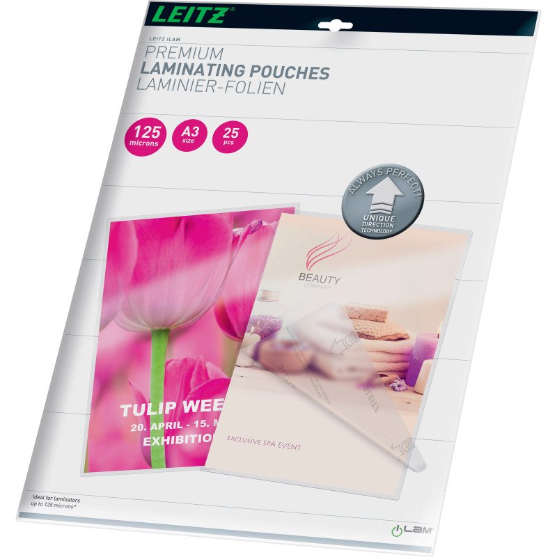 Pochettes de plastification Leitz iLAM A3 2 x 125 µ brillantes - Boite de 25