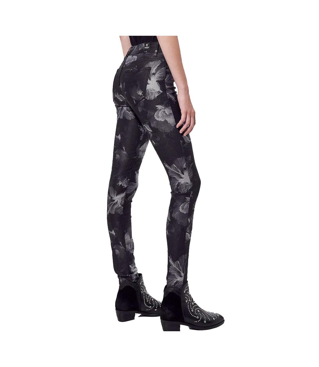 Jean Skinny Noir à fleurs Femme Kaporal Soher