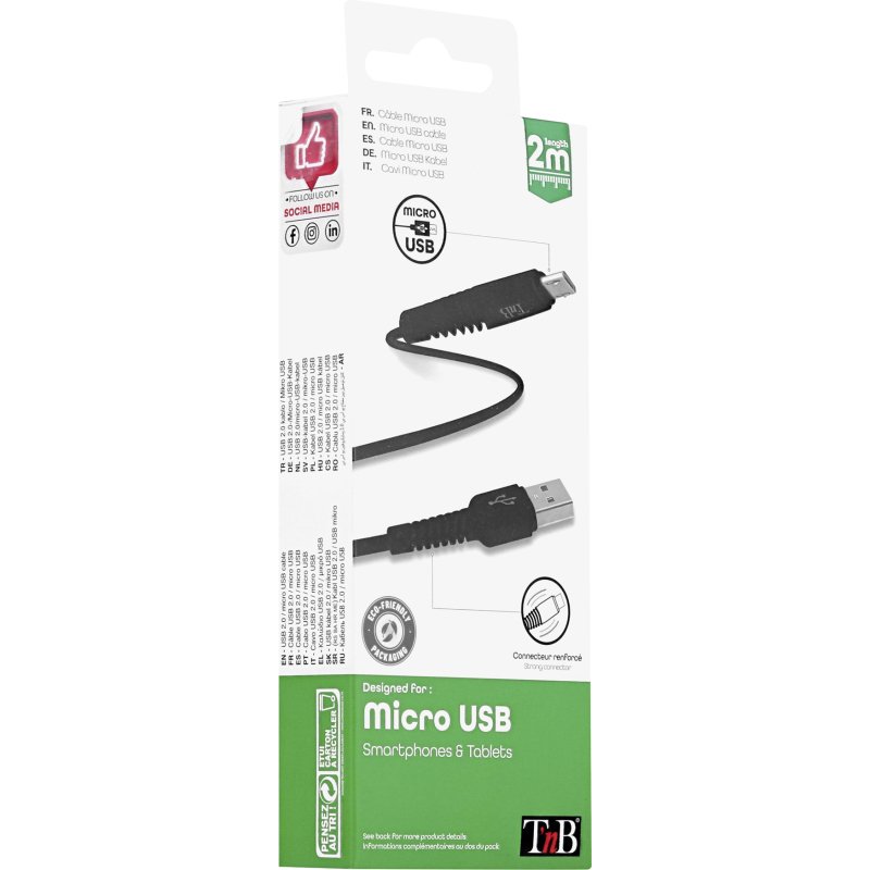 Câble USB Micro USB 2 m anti-noeud