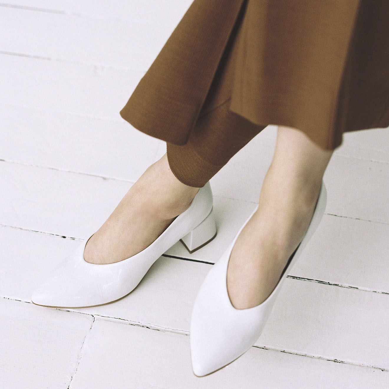 Mellow Yellow Escarpins en Cuir Pina blancs - Talon 5 cm
