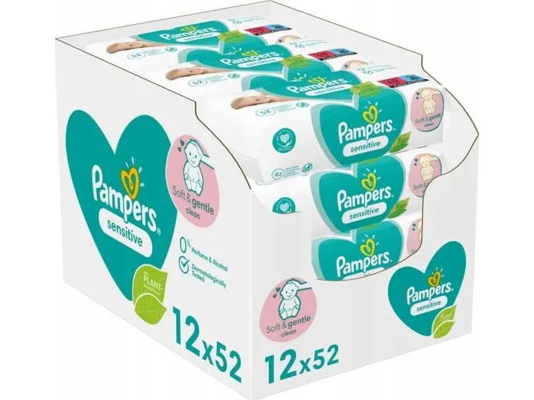Pampers Sensitive 8001841041483, Vådservietter til baby, Dermatologisk testet, Allergivenlig, Neutral pH, Parfumefri