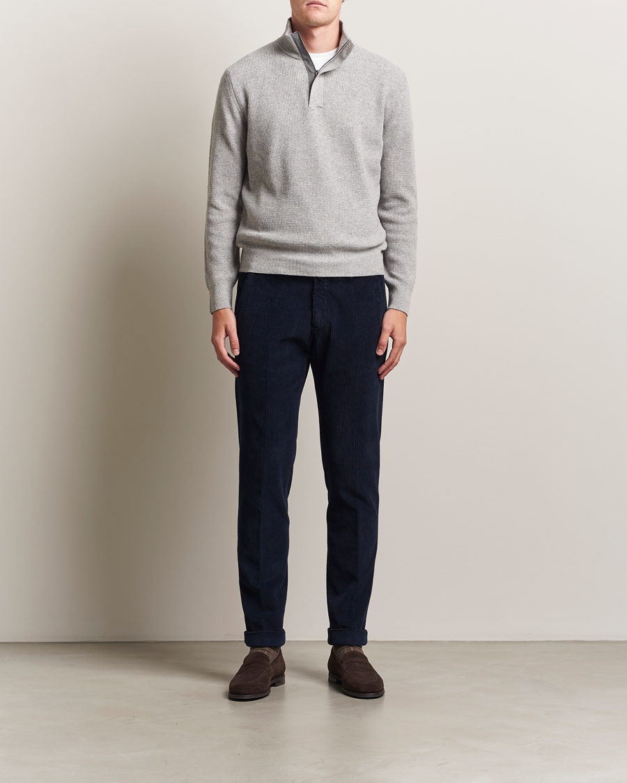 Canali Wool/Cashmere Half Zip Light Grey