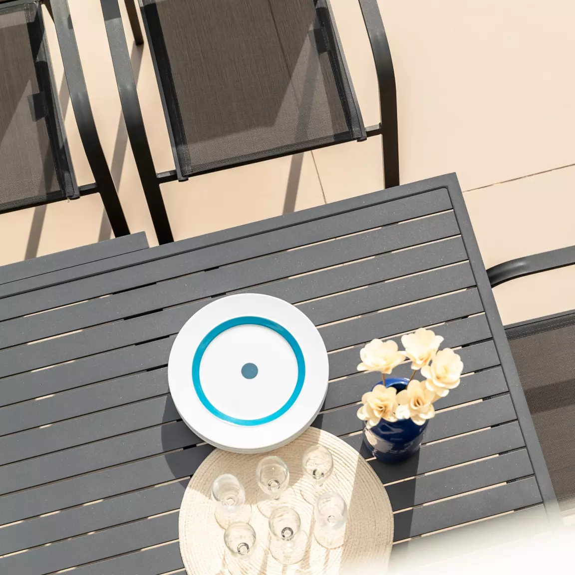 Table de jardin extensible aluminium 12 places (200/320 x 100 cm) Murano Gris anthracite