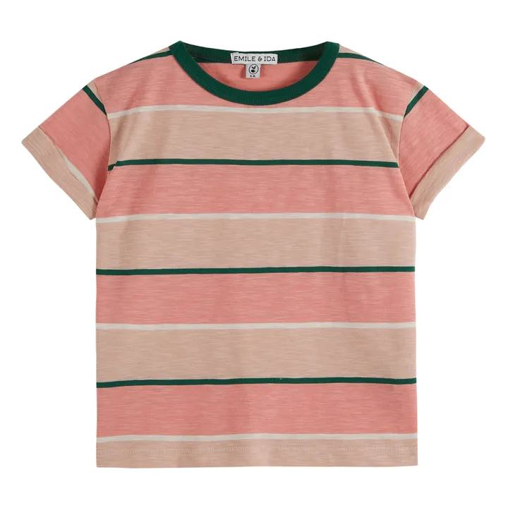 Emile et Ida T-shirt Rayé Coton Bio | Saumon