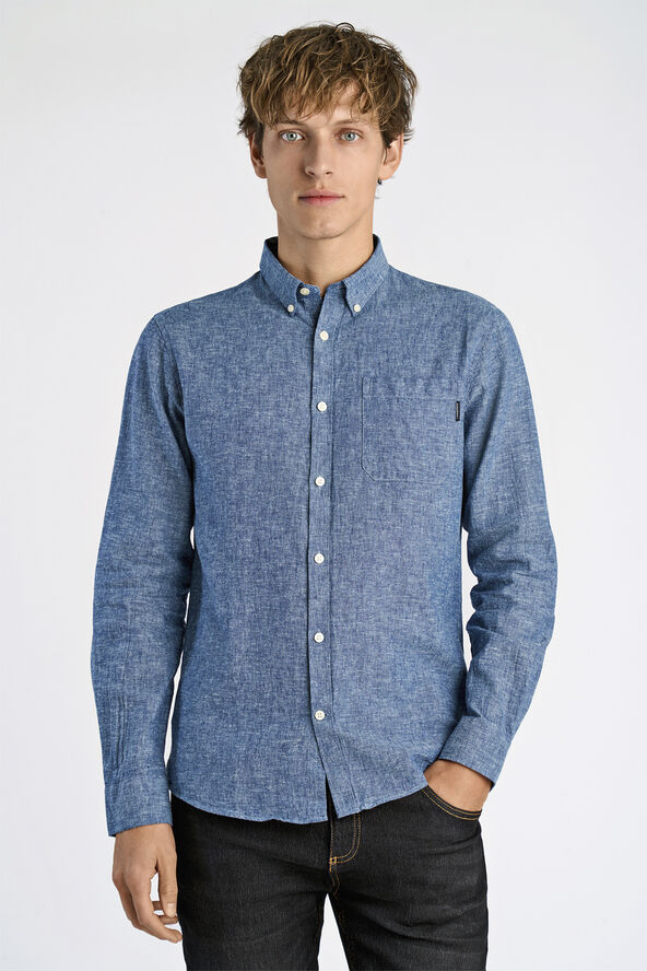 Lindbergh Cotton/linen shirt L/S Blå