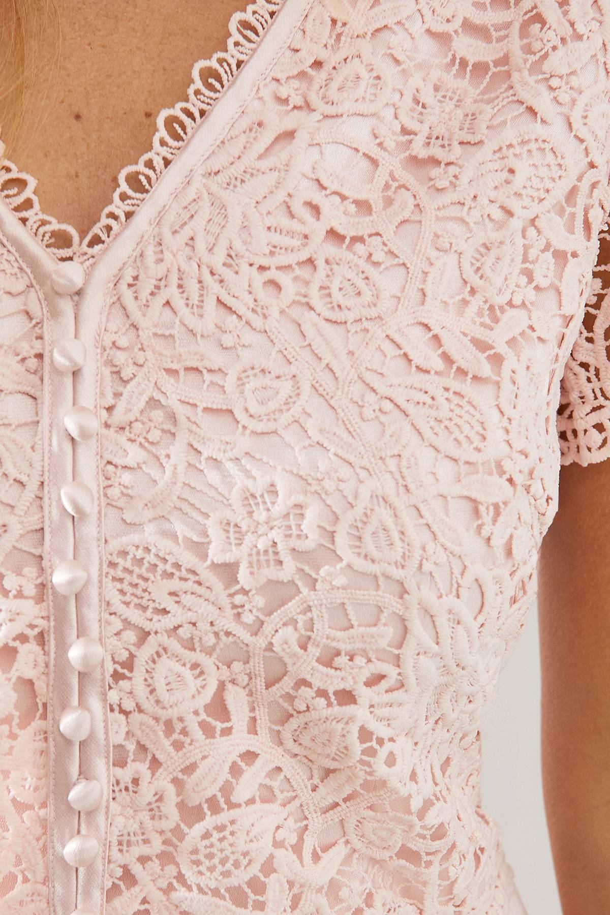 Wallis Robe Midi Crayon à Superposition de Dentelle Petite Taille