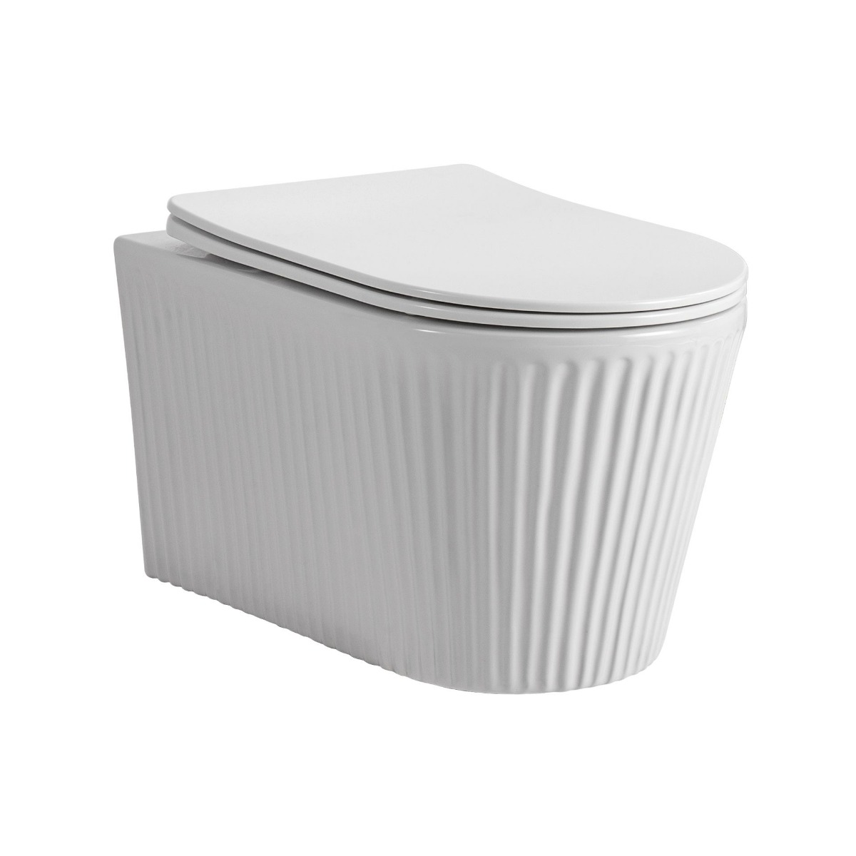 Sanigoods Flutty hangtoilet ribbel tornado flush glanzend wit