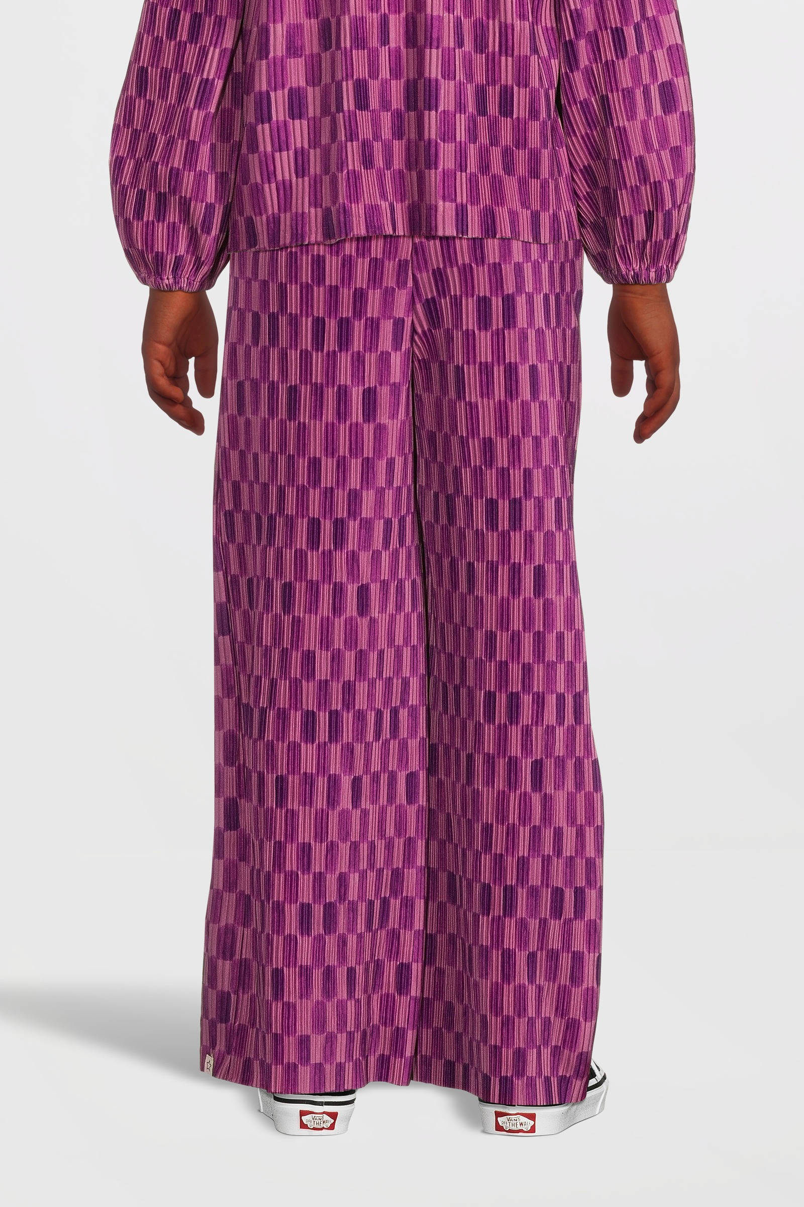 Your Wishes geruite wide leg broek paars/roze