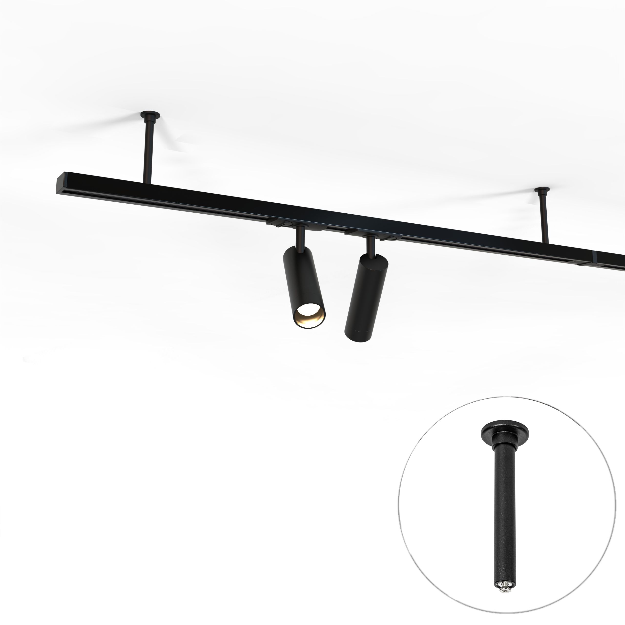 Ophanging rail zwart 10,6cm 1-fase - Iconic Slimline