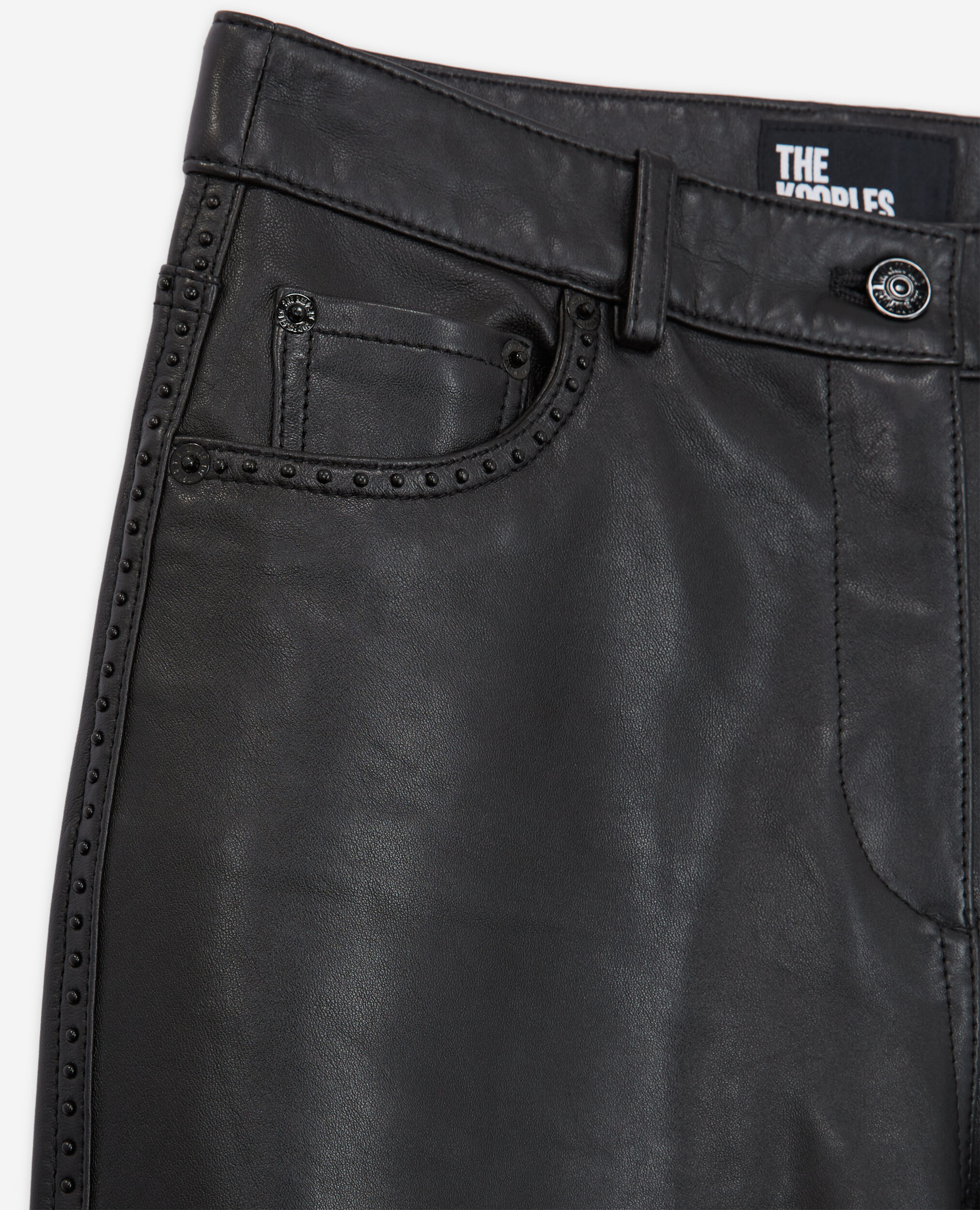 Pantalon en cuir à studs noir