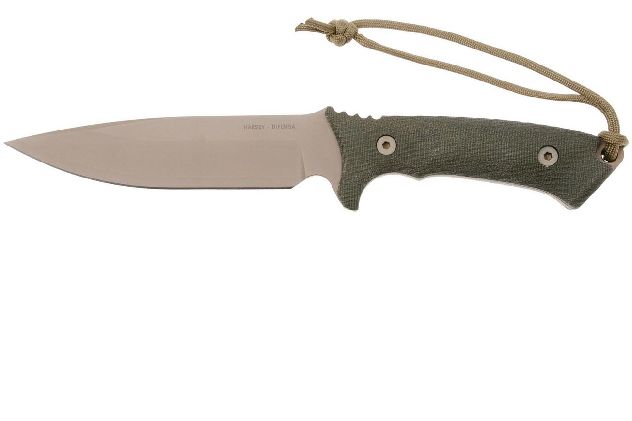 Spartan Blades Harsey Difensa SB19DEGRKYTN Flat Dark Earth, Green Micarta, survivalmes, kydex schede