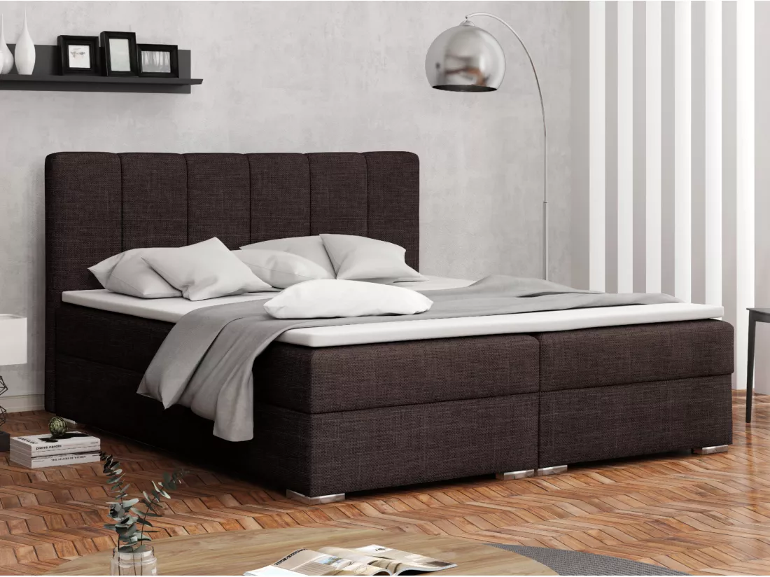 LIT BOXSPRING avec surmatelas Norrby 200x200 cm, Lux 13 (brun foncé)