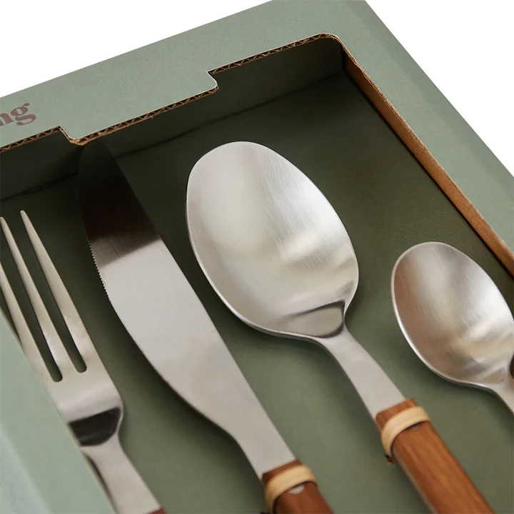 HKliving - 70's Besteck-Set, olive (16er-Set)