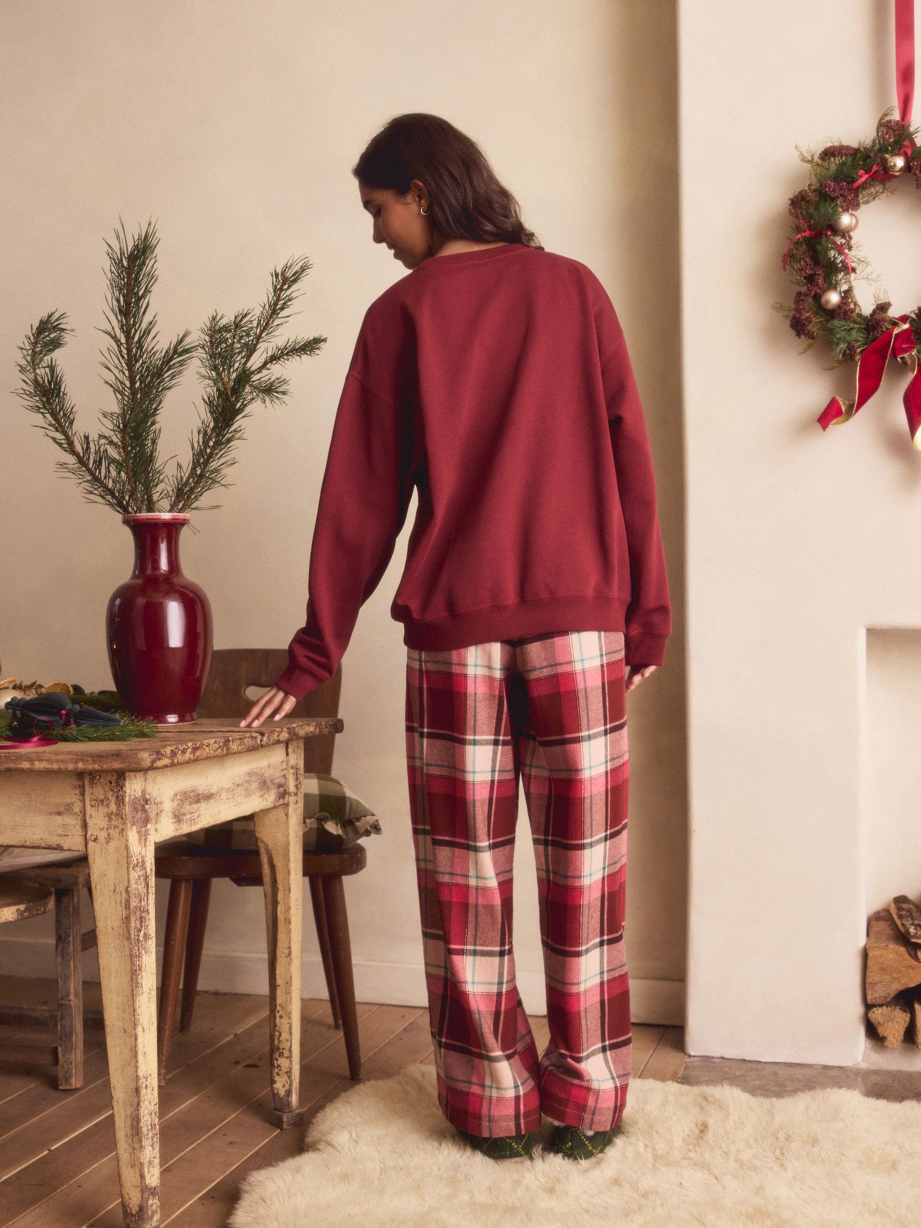 Rood geruit - Pyjama van sweatshirt en flanel