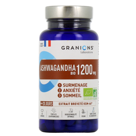 Granions Ashwagandha Bio 1200 mg - Surmenage, Anxiété, Sommeil