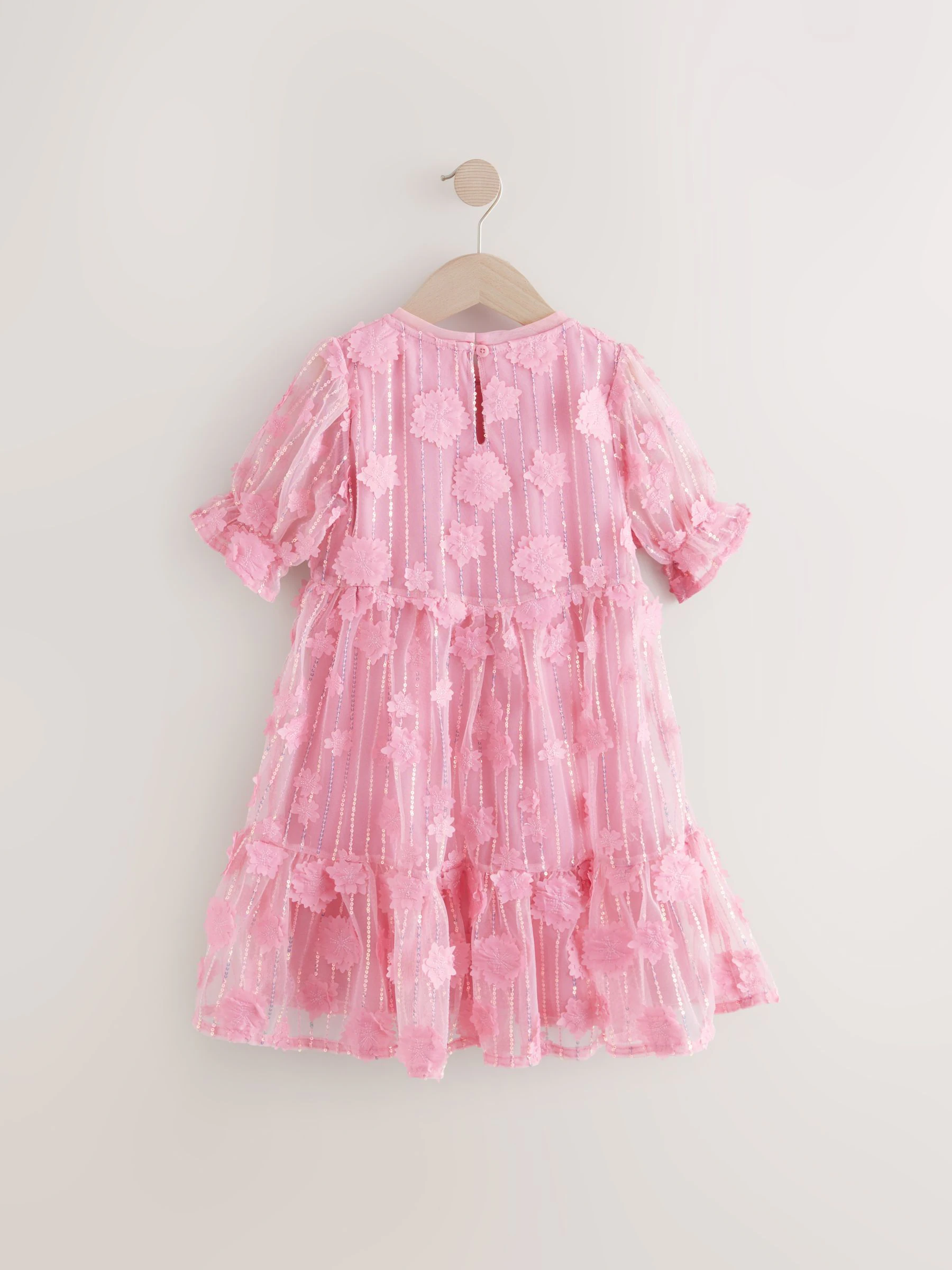 Roze - Mesh bloemen pailletten feestelijke jurkjes (3-16jaar)