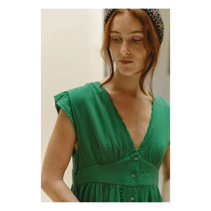Emile et Ida Robe Zilvie Gaze de Coton - Collection Femme | Vert