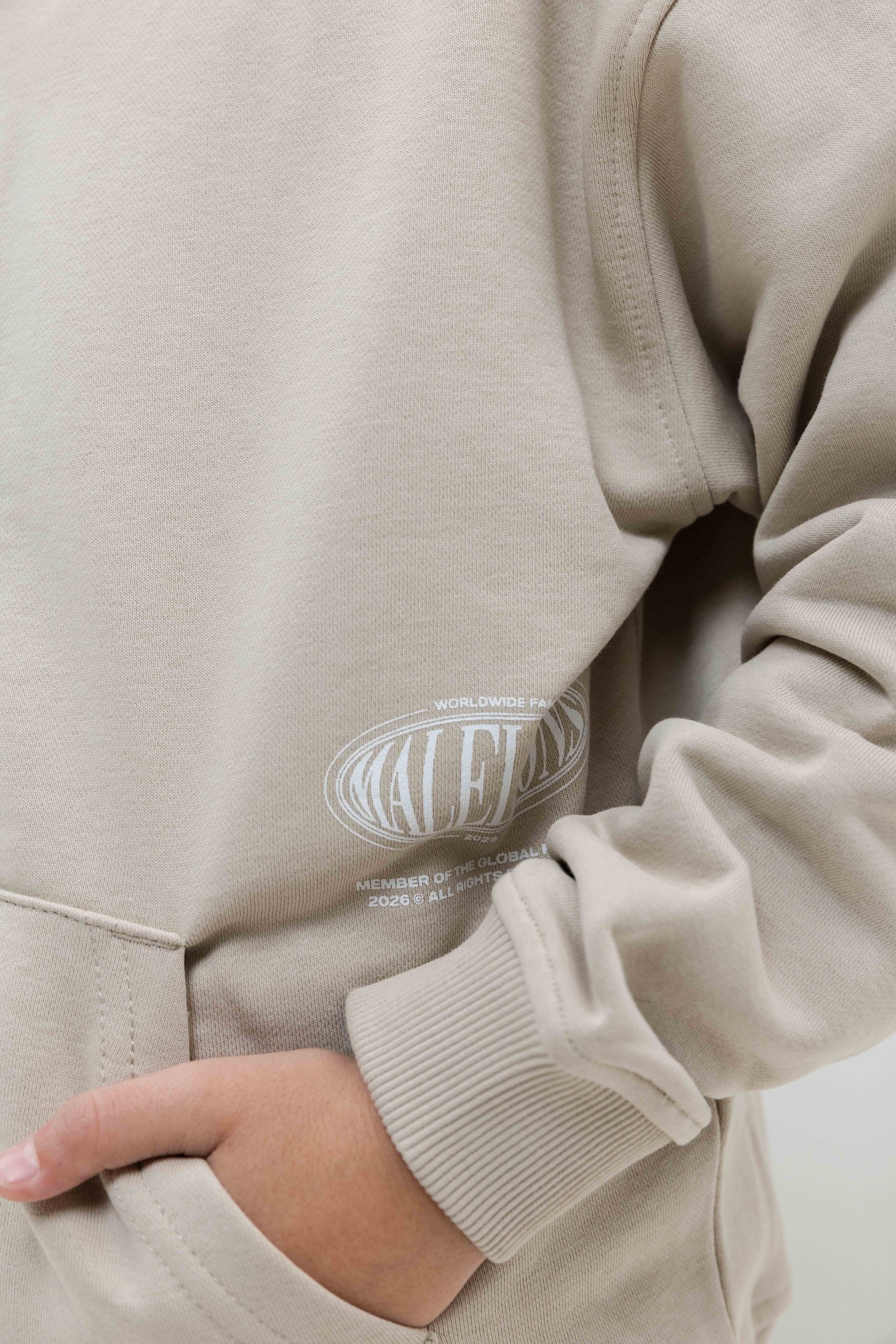 Malelions Relaxed Lifestyle Zip Hoodie Kids Beige
