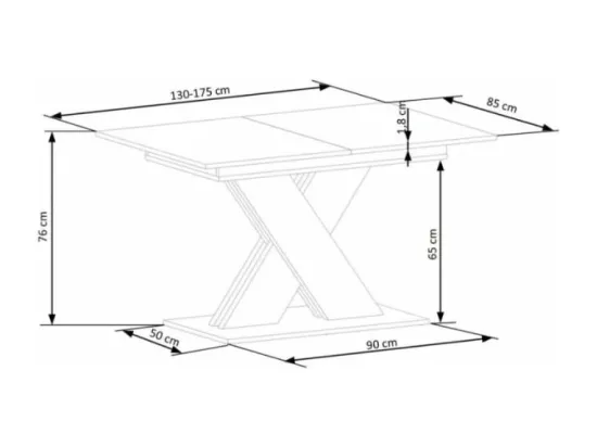 Table de salle à manger extensible avec pied central bicolore et plateau aspect chêne APODIS