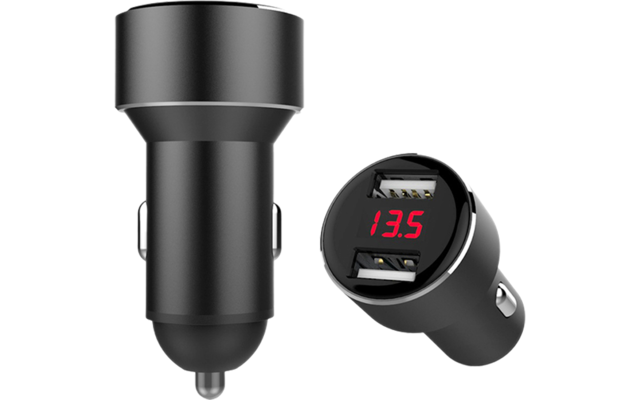 IWH USB Ladeadapter mit 2 USB Ports mit Ladeanzeige für Autos 12/24 V
