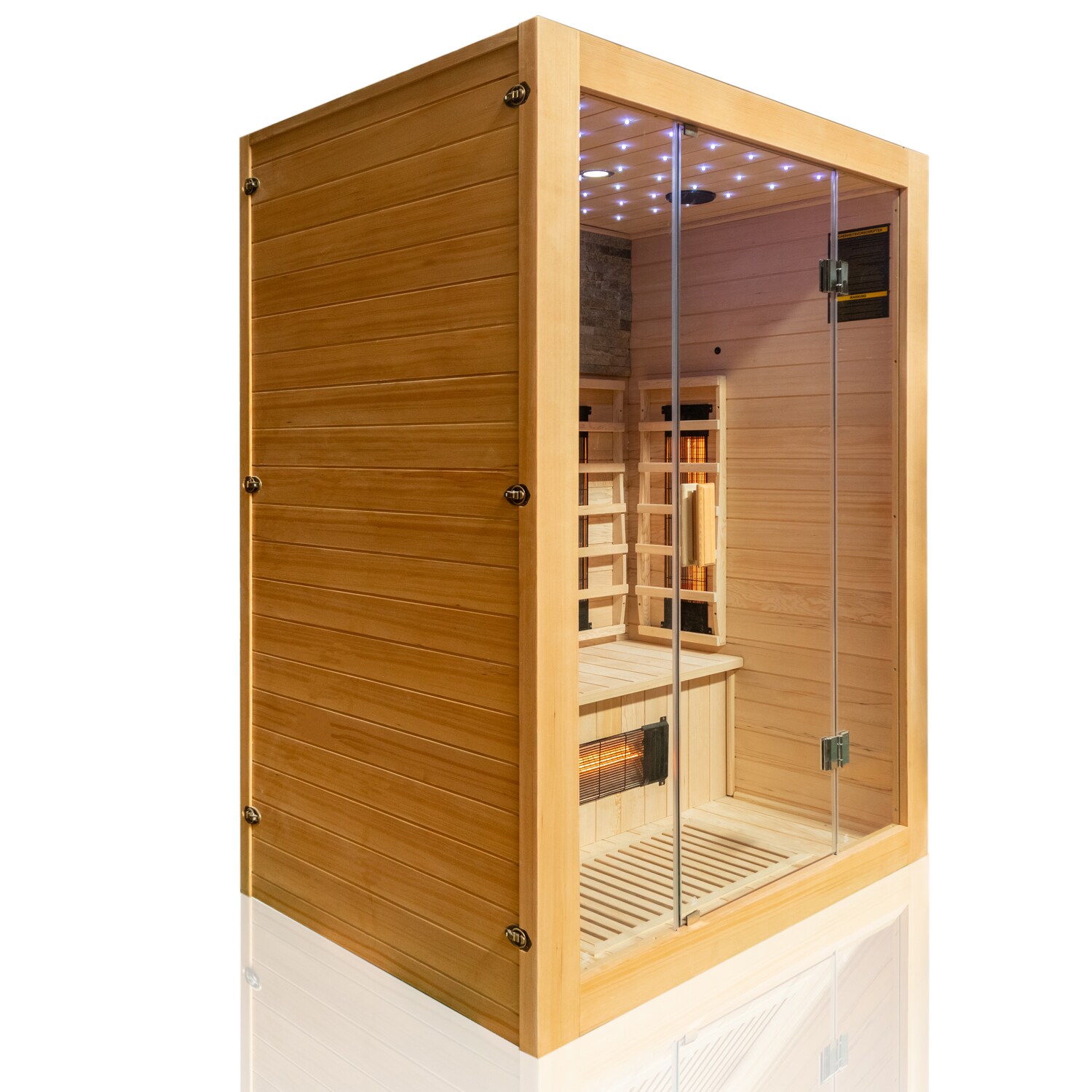 Dewello® Infrarotkabine Infrarotsauna MILTON 135cm x 105cm inkl. 6 Vollspektrumstrahler, Bodenstrahler, 2 Personen, LED