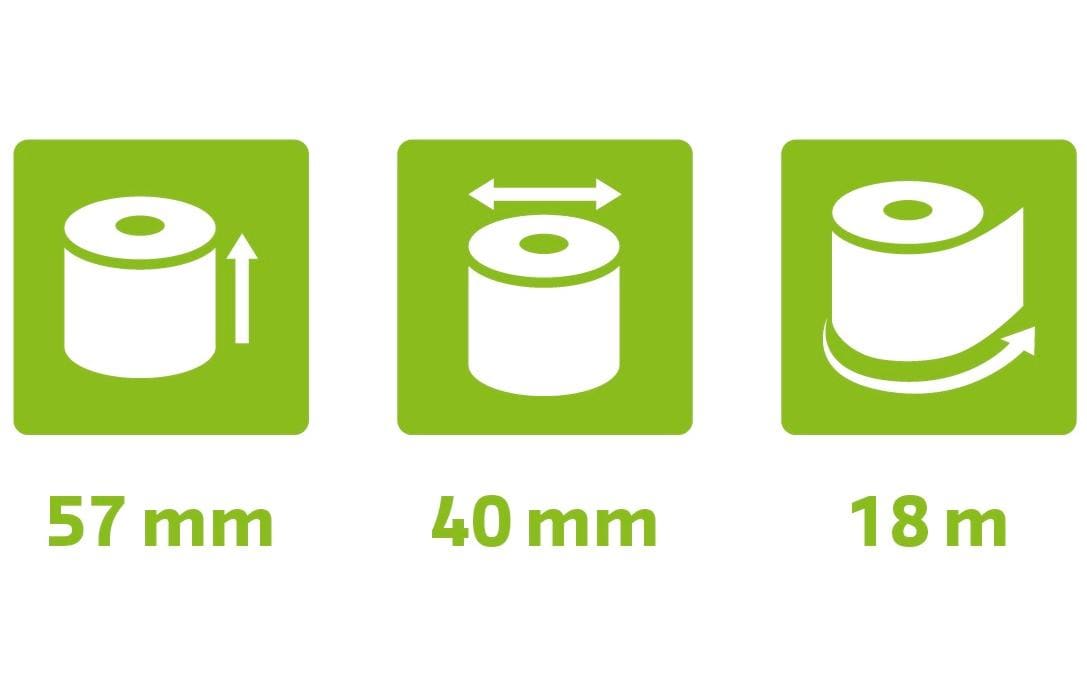 Thermo-Papierrolle 57 x 40 x 12 mm, 18 m, 10 StückAdditionsrollen