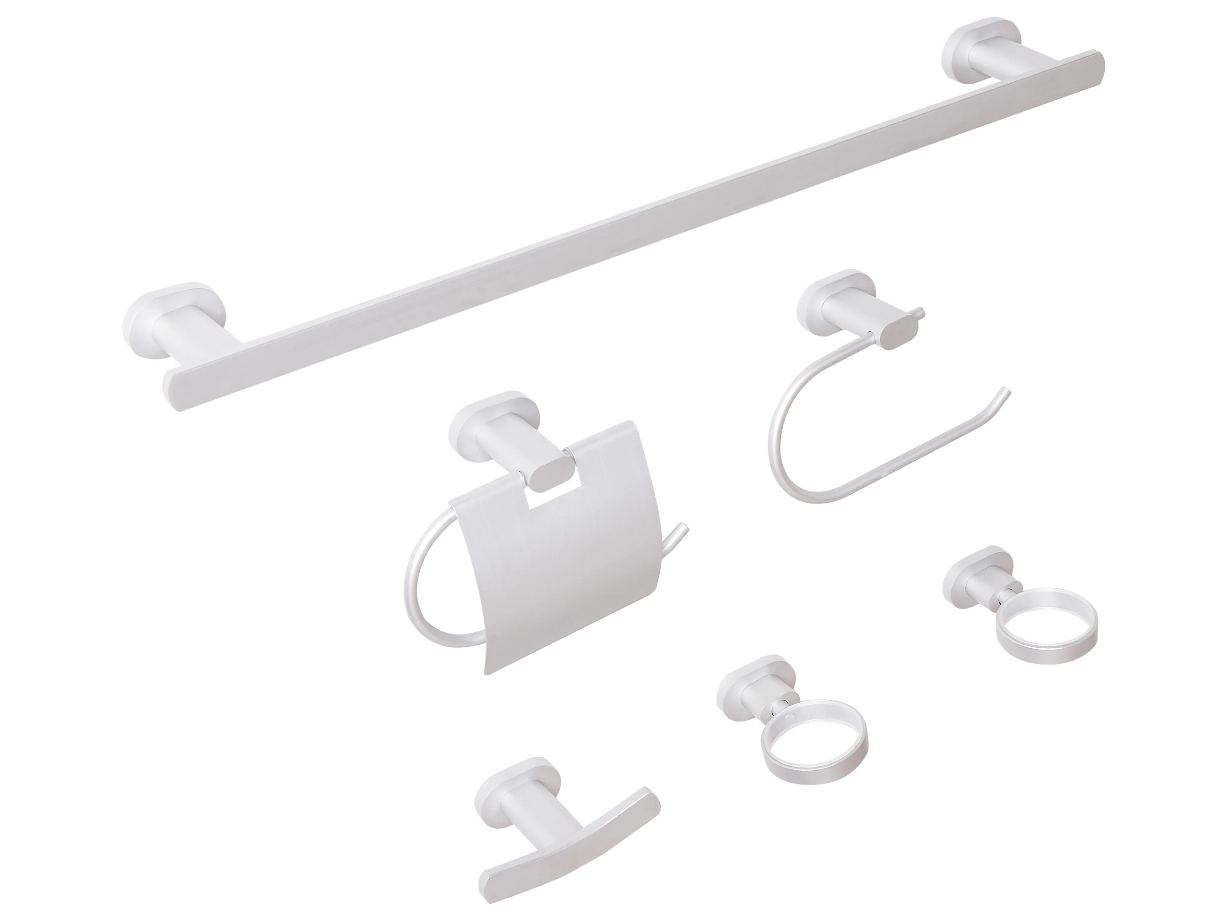 6-delige badkamer hardware set TOCOPILLA met handdoekstangen en -haken Zilver