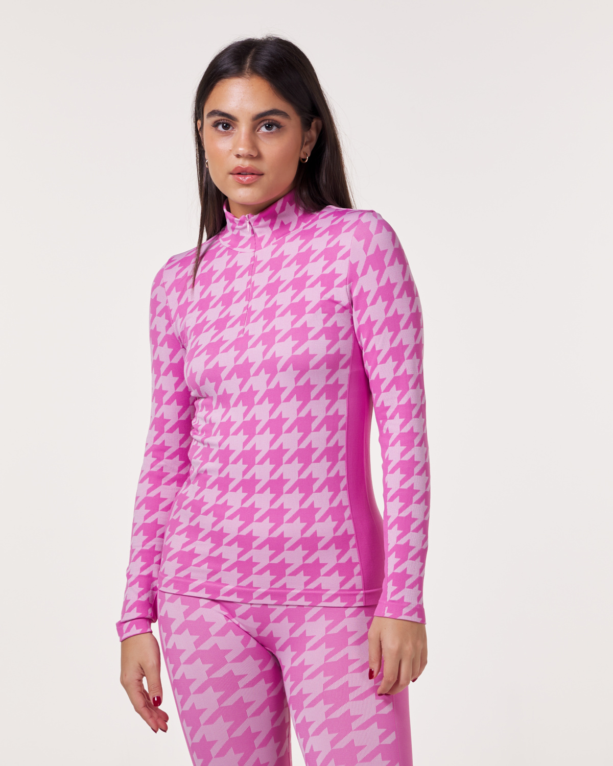 Bumpro Whistler Seamless Baselayer Half Zip Pink\White