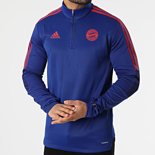 Tee Shirt Manches Longues A Bandes FC Bayern HA2542 Bleu Roi