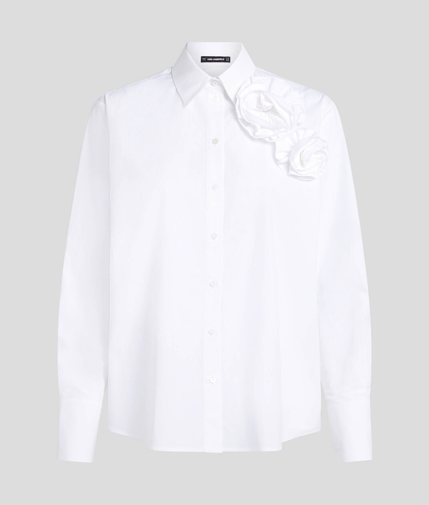 CHEMISIER À FLEURS EN POPELINE - Blanc