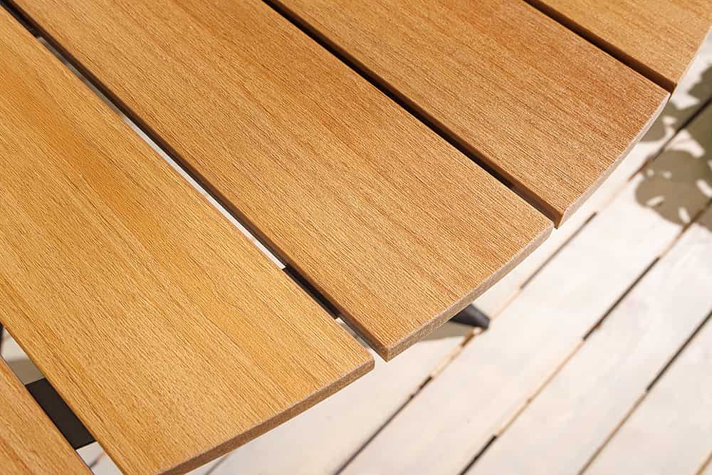 Runder In- und Outdoor Gartentisch DESIGNO 120cm natur Holz-Design anthrazit Metall