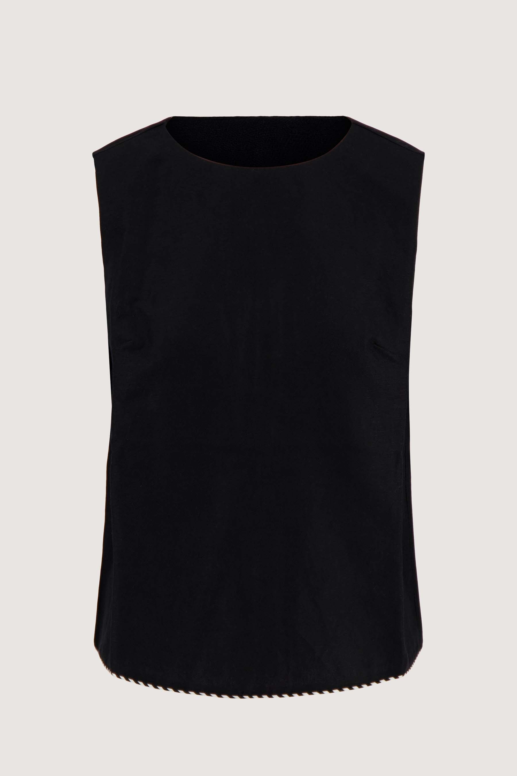linnen top mouwloos met details tapes