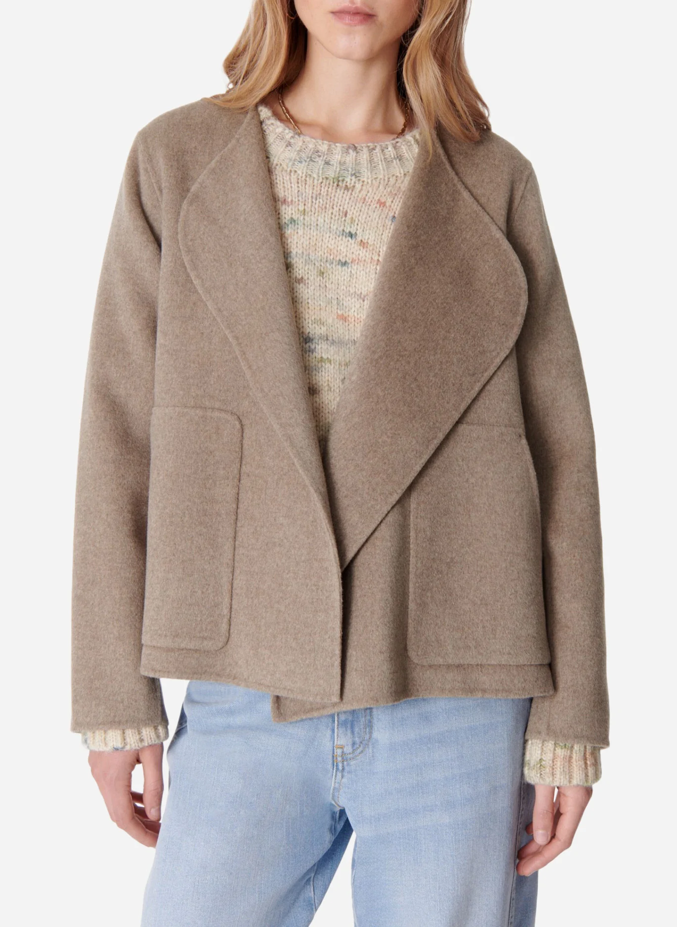 CHANN - Veste en laine double-face | Beige