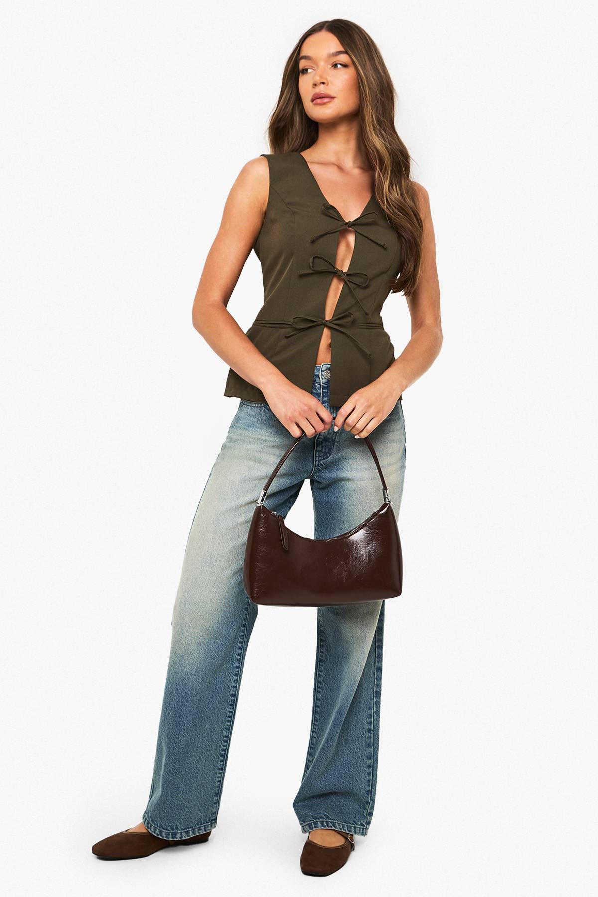 boohoo Gilet cintré à nouer sur le devant