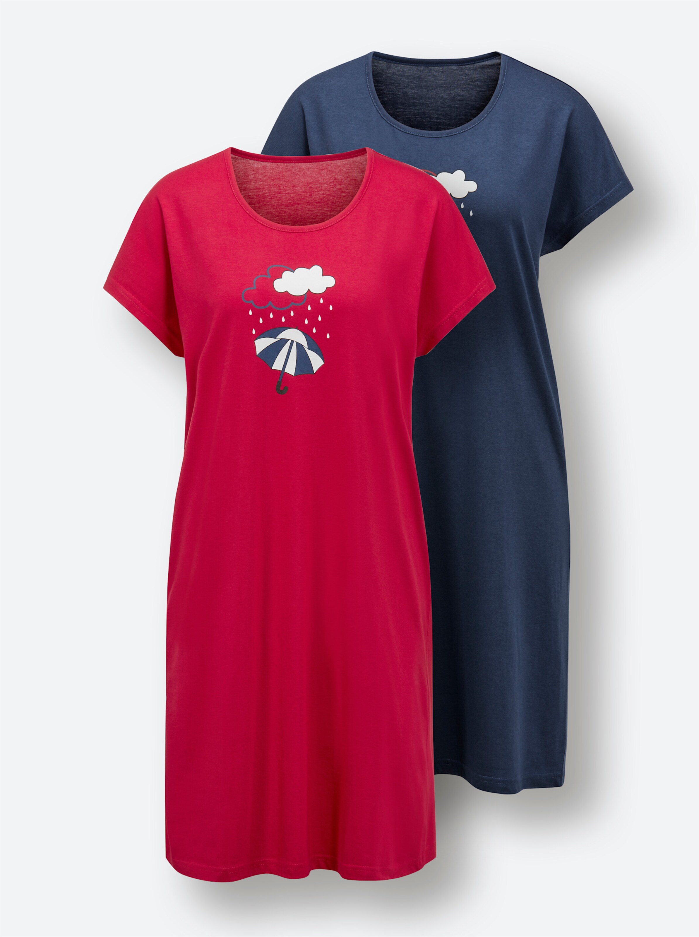 wäschepur Sleepshirts in rot + dunkelblau