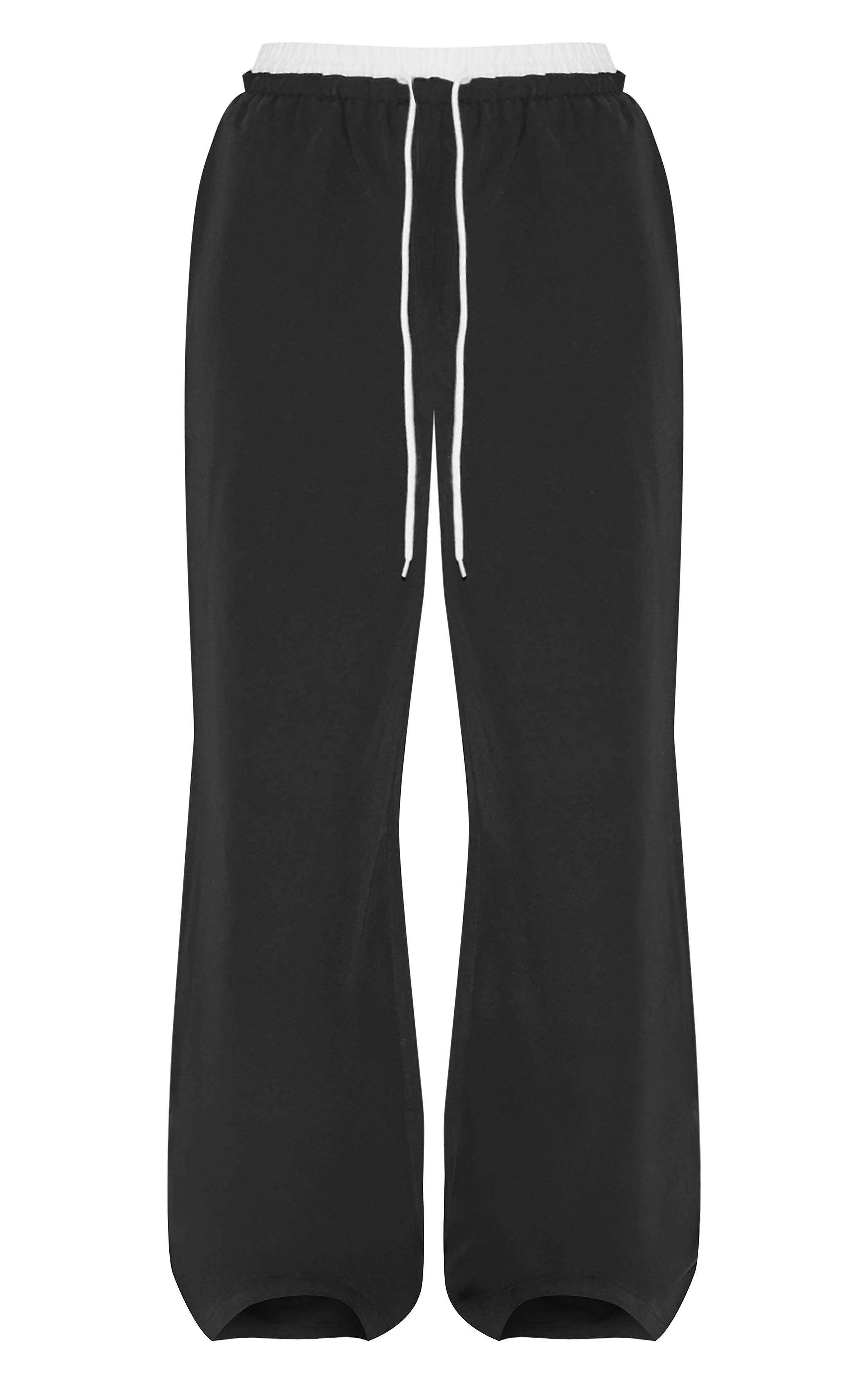 Noir Pantalon À Taille Coulissée Avec Détail Boxer