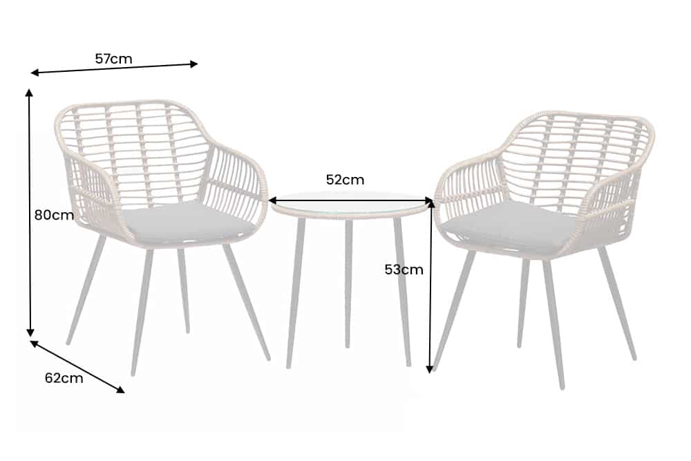 In- und Outdoor Bistro Balkon-Set PARIS braun Polyrattan Sitzgruppe wetterfest mit Tisch