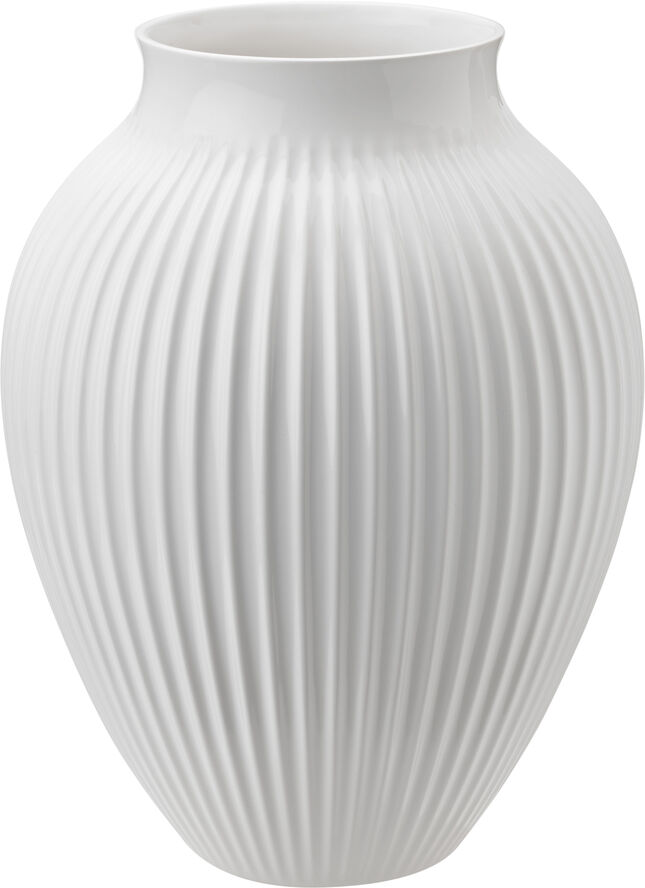 Knabstrup Keramik Knabstrup, vase, hvid riller, 35 cm Ripple white