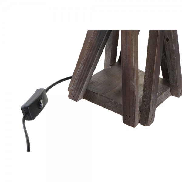 Lampe de bureau bois coton brun foncé (35 x 35 x 56 cm)
