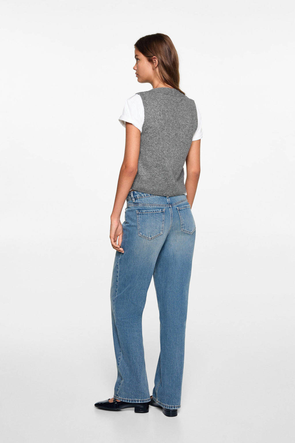 MANGO TEEN fijngebreid gilet grijs