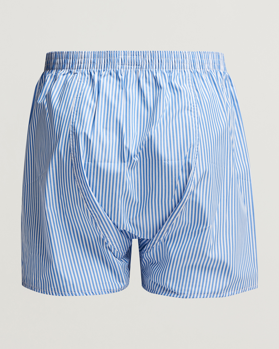 Derek Rose Classic Fit Cotton Boxer Shorts Blue Stripe