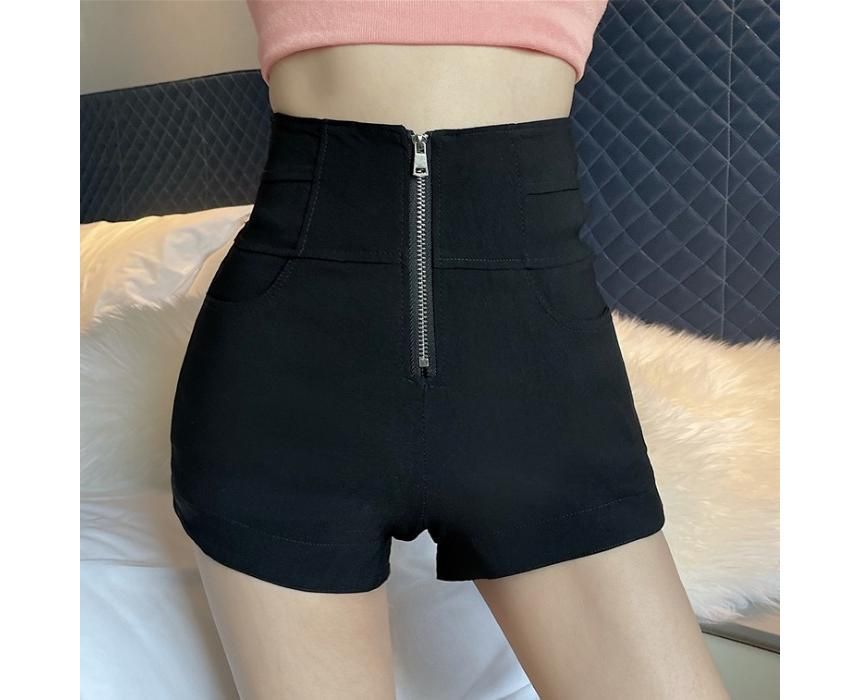 Rorah - Hoge taille effen shorts met rits