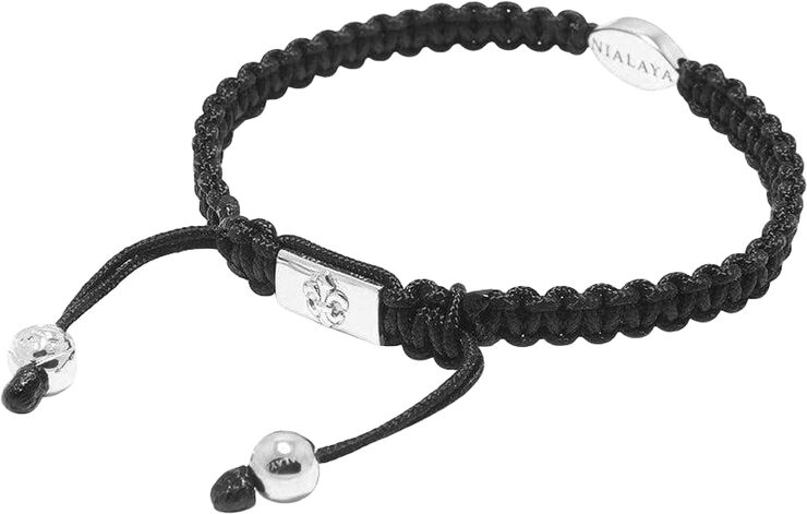 Nialaya Men's Black String Bracelet with Stainless Steel Evil Eye Black