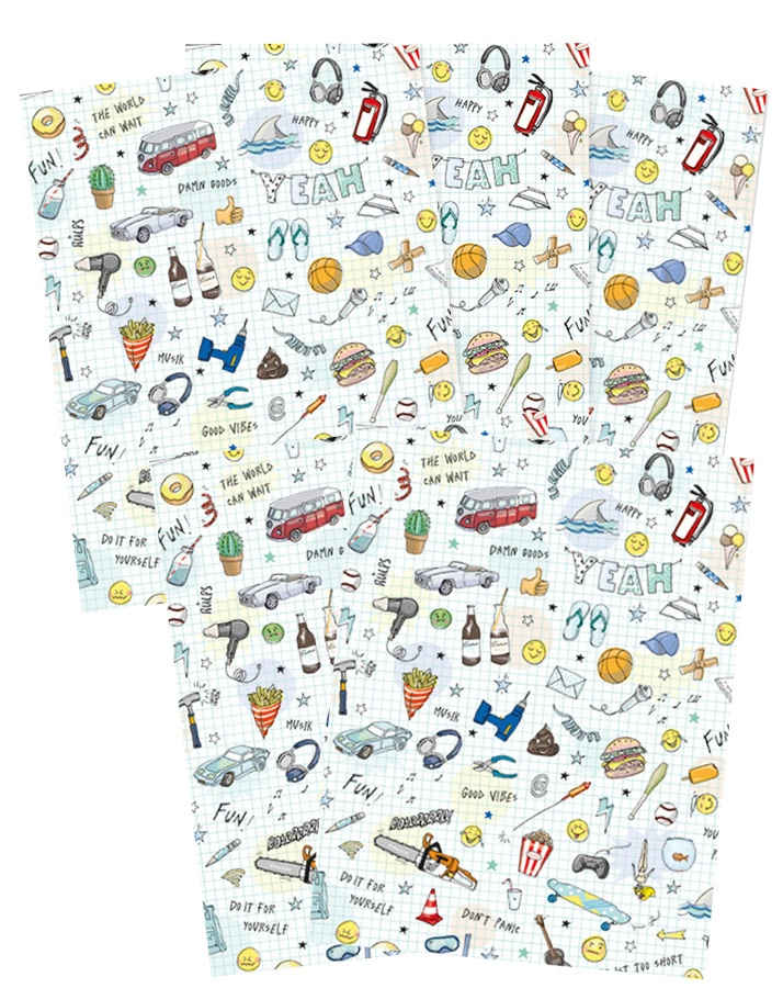 Geschenkpapier PLAY (67x49 cm) 5er-Set in bunt