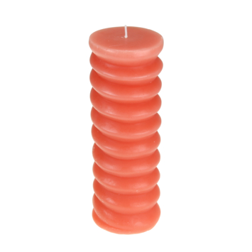 Kaars stomp spiraal donkerroze 19 x 6,8 cm