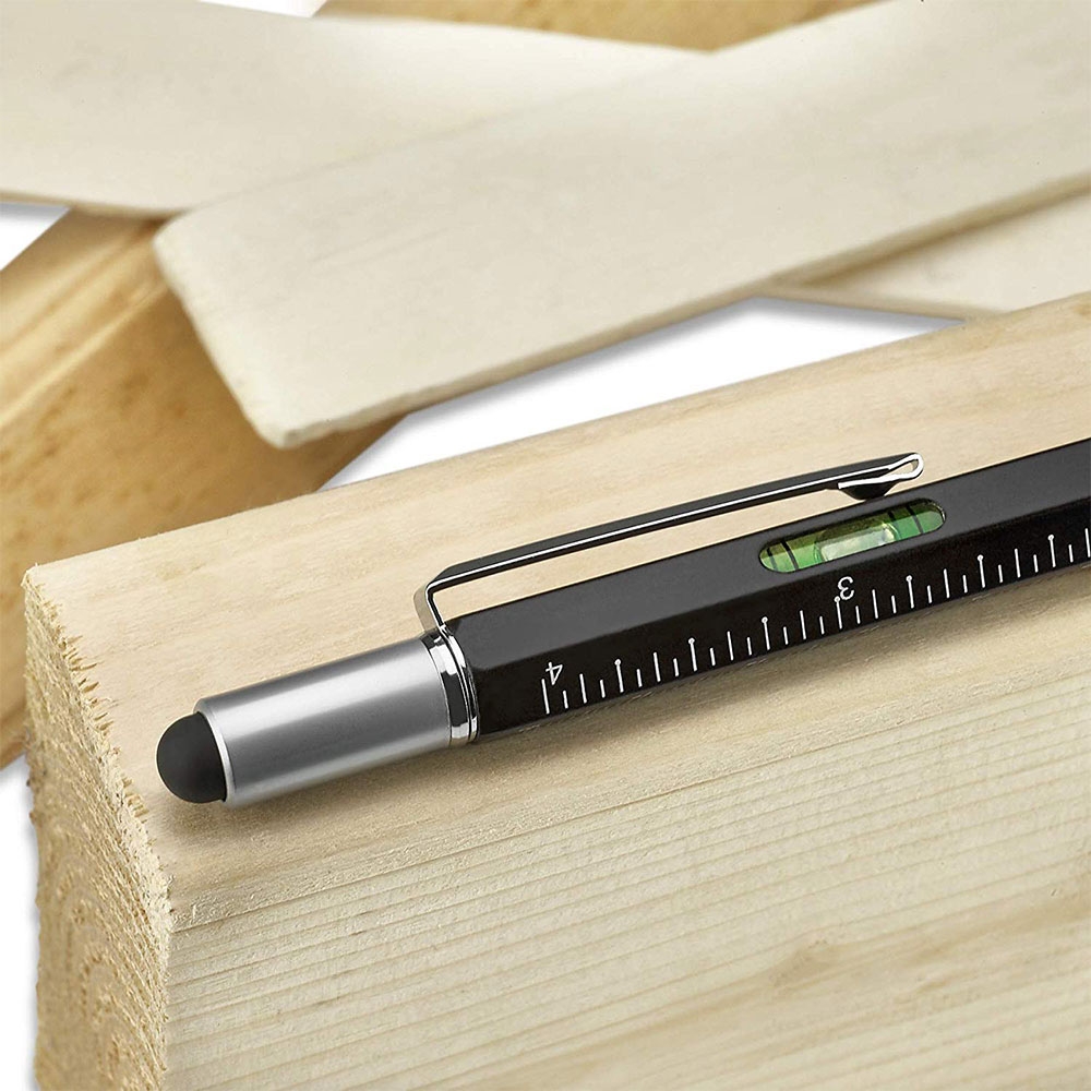 6in1 Multitool Werkzeug Kugelschreiber Touch Pen Wasserwaage Schraubendreher (Kreuz/Schlitz) Lineal (15cm)