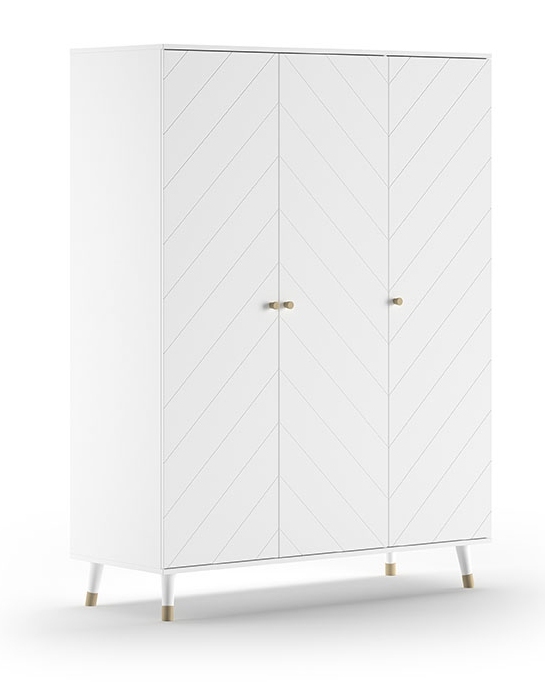 Kleiderschrank BILLY - weiß satin - 3 Drehtüren - 150 cm breit