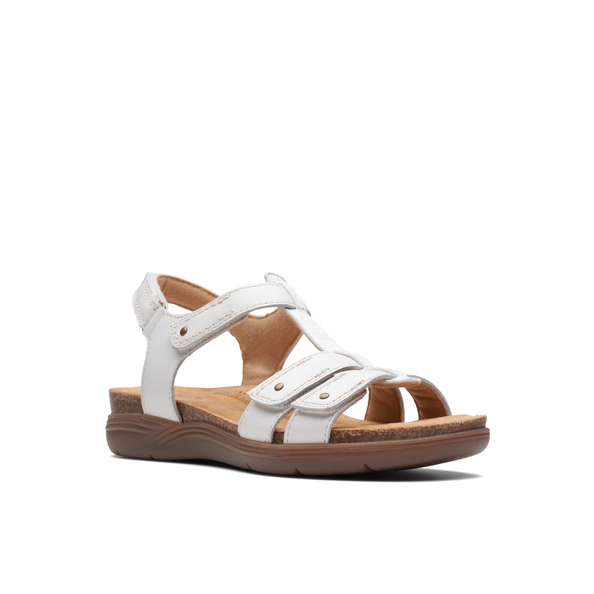 CLARKS-April_cove-Strappy Wedge Sandals - Flat Heel - Blanc