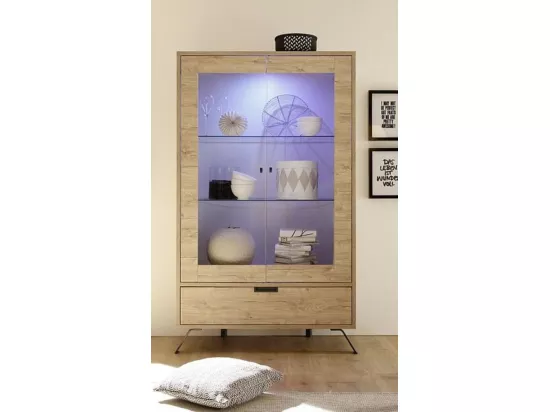 Grand vaisselier vitrine PALMA 106 cm chêne