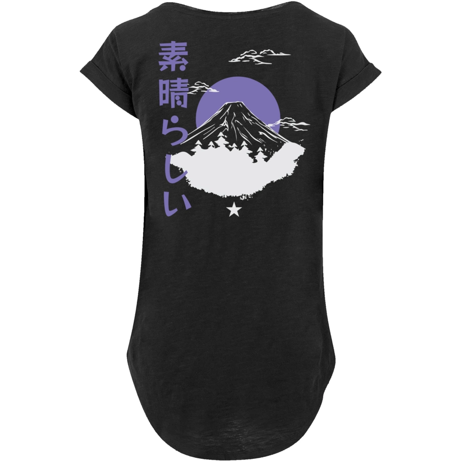 F4NT4STIC Long Cut T-Shirt Mount Fuji schwarz